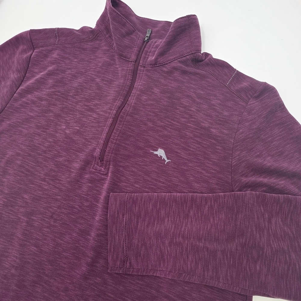 TOMMY BAHAMA 1/4 ZIP ISLANDZONE SWEATSHIRT MENS SMALL HEATHERED MAROON TENCEL
